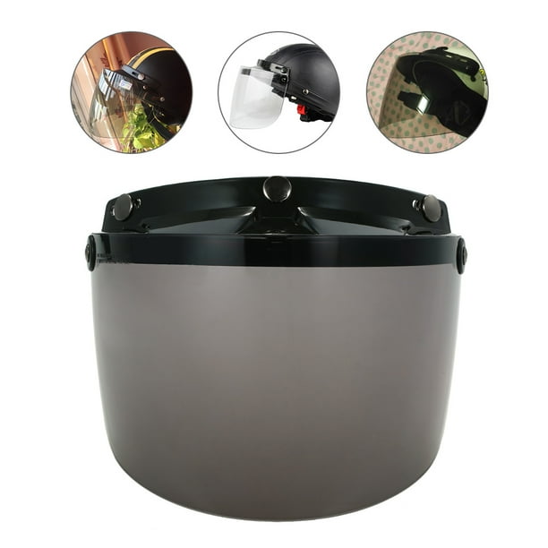 Universal 3 Snap Flip Up Visor Shield Lens for Retro Open Face Motorcycle Helmet